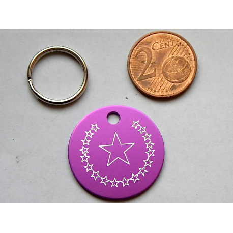 Médaille ronde "étoile" violette pour Chien moyen gravure 1 face