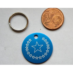 Médaille ronde "étoile" bleu pour Chien moyen gravure 1 face