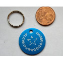 Médaille ronde "étoile" bleu pour Chien moyen gravure 1 face