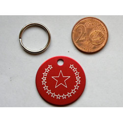 Médaille ronde "étoile" rouge pour Chien moyen gravure 1 face
