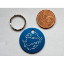 Médaille ronde "poisson" bleu pour Chien moyen gravure 1 face