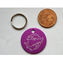 Médaille ronde "poisson" violette pour Chien moyen gravure 1 face