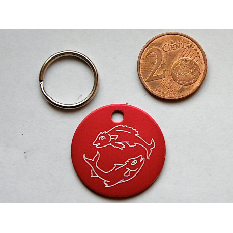 Médaille ronde "poisson" rouge pour Chien moyen gravure 1 face