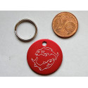 Médaille ronde "poisson" rouge pour Chien moyen gravure 1 face