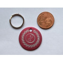 Médaille ronde "ying yang" rose pour Chien moyen gravure 1 face
