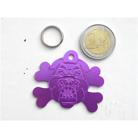 Médaille gravée "MOLOSSE" violette pour grand Chien gravure 1 face