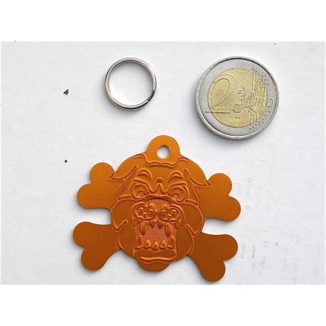 Médaille gravée "MOLOSSE" orange pour grand Chien gravure 1 face
