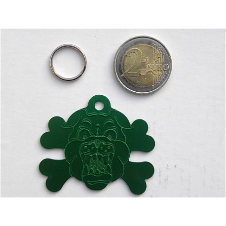 Médaille gravée "MOLOSSE" verte pour grand Chien gravure 1 face