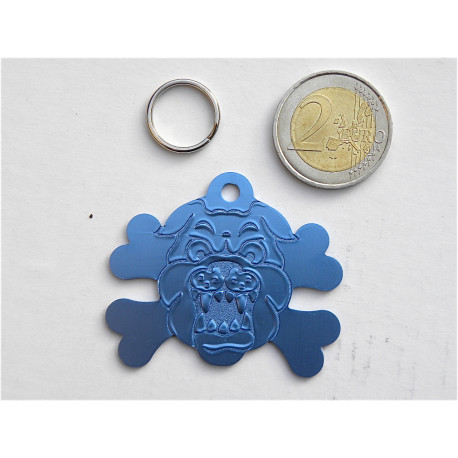 Médaille gravée "MOLOSSE" bleu argenté pour grand Chien gravure 1 face