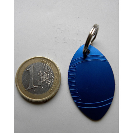 Médaille gravée "RUGBY" bleu pour Chien moyen gravure 1 face