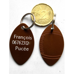 Médaille gravée "RUGBY" marron pour Chien moyen gravure 1 face
