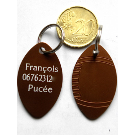 Médaille gravée "RUGBY" marron pour Chien moyen gravure 1 face