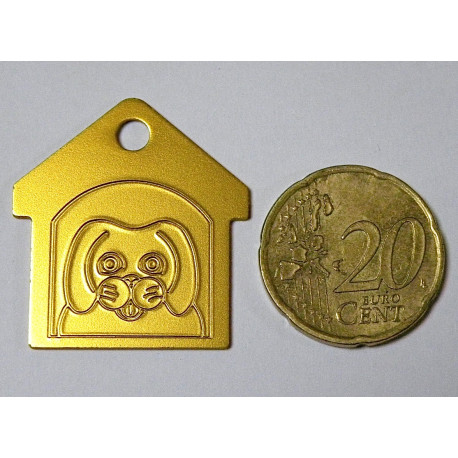 Médaille "Niche" dorée pour petit et moyen chien gravure 1 face