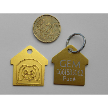 Médaille "Niche" dorée pour petit et moyen chien gravure 1 face