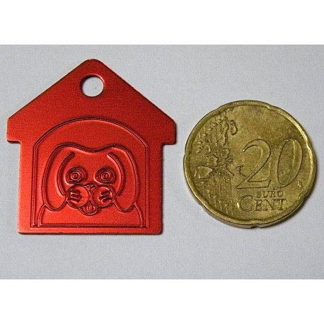 Médaille "Niche" rouge pour petit et moyen chien gravure 1 face