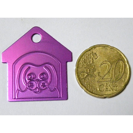 Médaille "Niche" violette pour petit et moyen chien gravure 1 face
