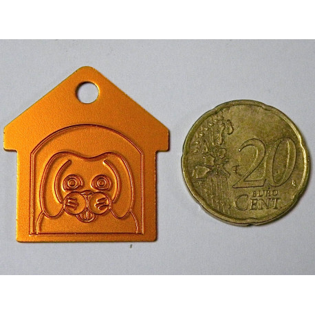 Médaille "Niche" orange pour petit et moyen chien gravure 1 face