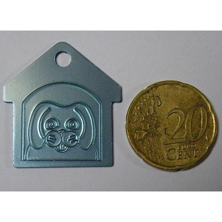 Médaille "Niche" bleu argentée pour petit et moyen chien gravure 1 face