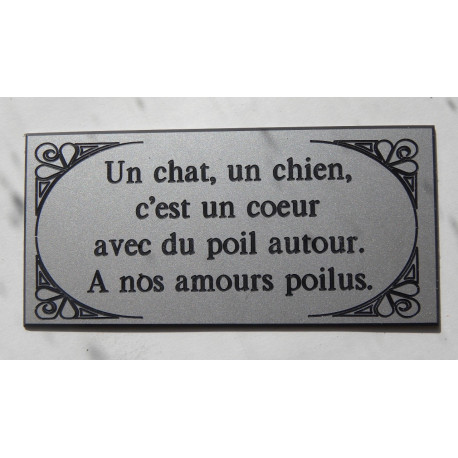 plaque funéraire animaux domestique format 75 x 150 mm personnalisable 4 lignes
