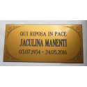 plaque funéraire dorée  format 98 x 200 mm personnalisable 3 lignes 