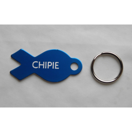 Médaille gravée en forme de poisson pour Chat chaton chiot gravure 2 faces