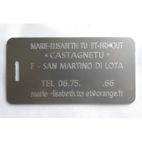 plaque d'identité bagage argentée personnalisable