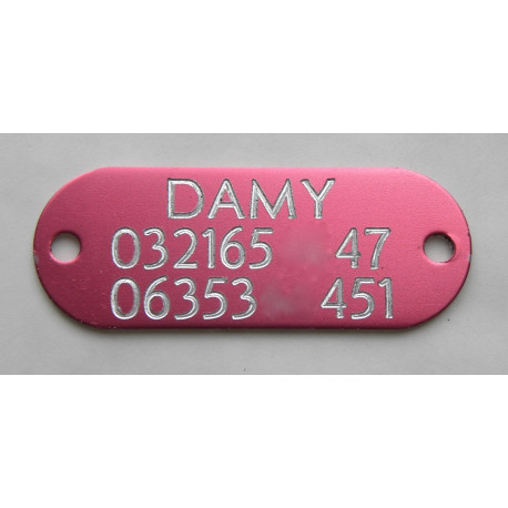 Médaille  identification chat chien couleur rose gravure offerte