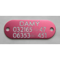 Médaille  identification chat chien couleur rose gravure offerte