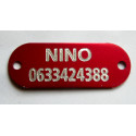 Médaille  identification chat chien couleur rouge gravure offerte