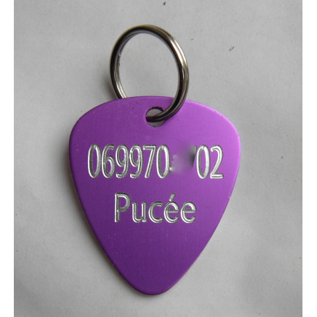 Médaille chien médiator violet gravure