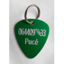 Médaille chien gravée  alu médiator vert personnalisable