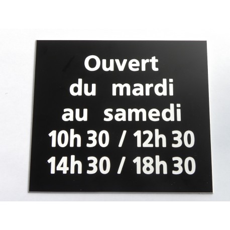plaque horaire ouverture magasin personnalisée 5 lignes noire