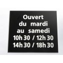 plaque horaire ouverture magasin personnalisée 5 lignes noire