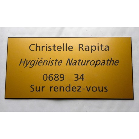 plaque professionnelle adhésive personnalisée dorée