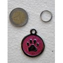 Médaille Patte rose chien ronde en laiton chromé  gravure