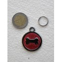 Médaille Os rouge chien ronde en laiton chromé  gravure