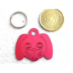 Médaille pour chien moyen tête de TOUTOU rouge gravure 1 face