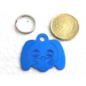 Médaille pour chien moyen tête de TOUTOU bleu gravure 1 face