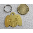 Médaille pour chien moyen tête de TOUTOU dorée gravure 1 face