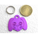 Médaille pour chien moyen tête de TOUTOU violette gravure 1 face