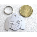 Médaille pour chien moyen tête de TOUTOU argentée gravure 1 face