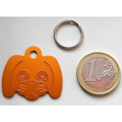 Médaille pour chien moyen tête de TOUTOU orange gravure 1 face