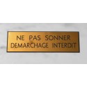 plaque adhésive NE PAS SONNER DEMARCHAGE INTERDIT dorée