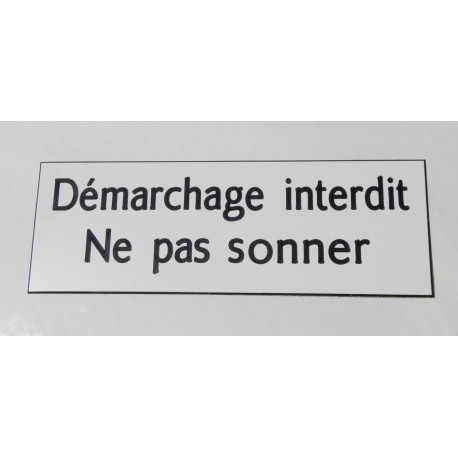 plaque adhésive Démarchage interdit Ne pas sonner blanche