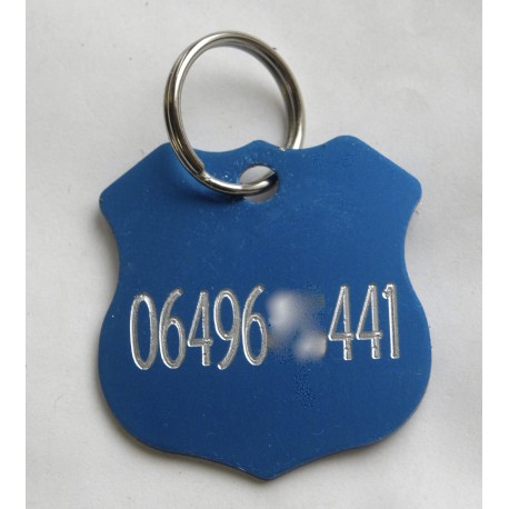 Médaille gravée insigne police bleu pour grand Chien gravure 2 faces