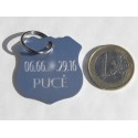 Médaille gravée insigne police bleu argenté pour grand Chien gravure 2 faces