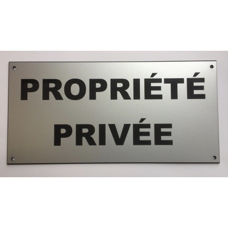 panneau PROPRIÉTÉ PRIVÉE ARGENTÉE  format 150 x 300 mm