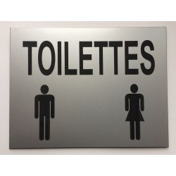 plaque adhésive "TOILETTES" argentée