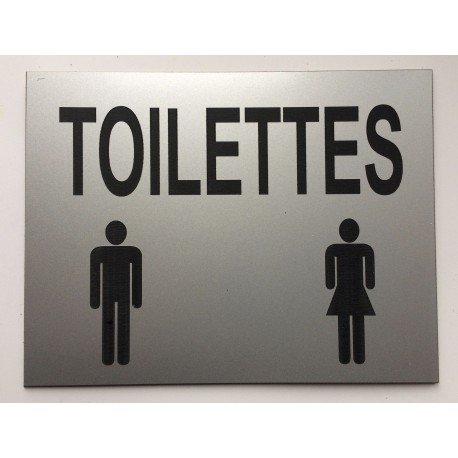 plaque adhésive "TOILETTES" argentée