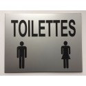 plaque adhésive "TOILETTES" argentée